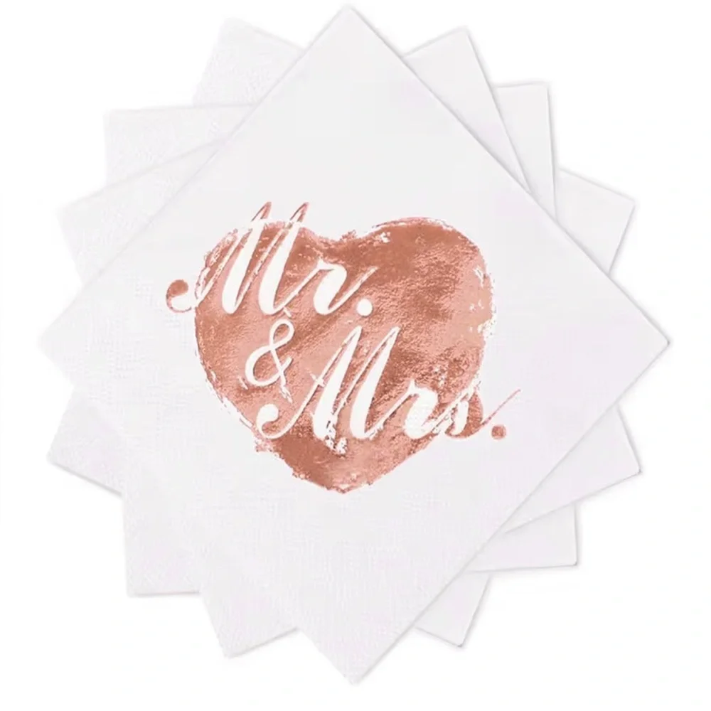 NEW 5x5 Inch Napkin Pack - 100 Disposable Wedding or Dessert 3 Ply Rose Gold